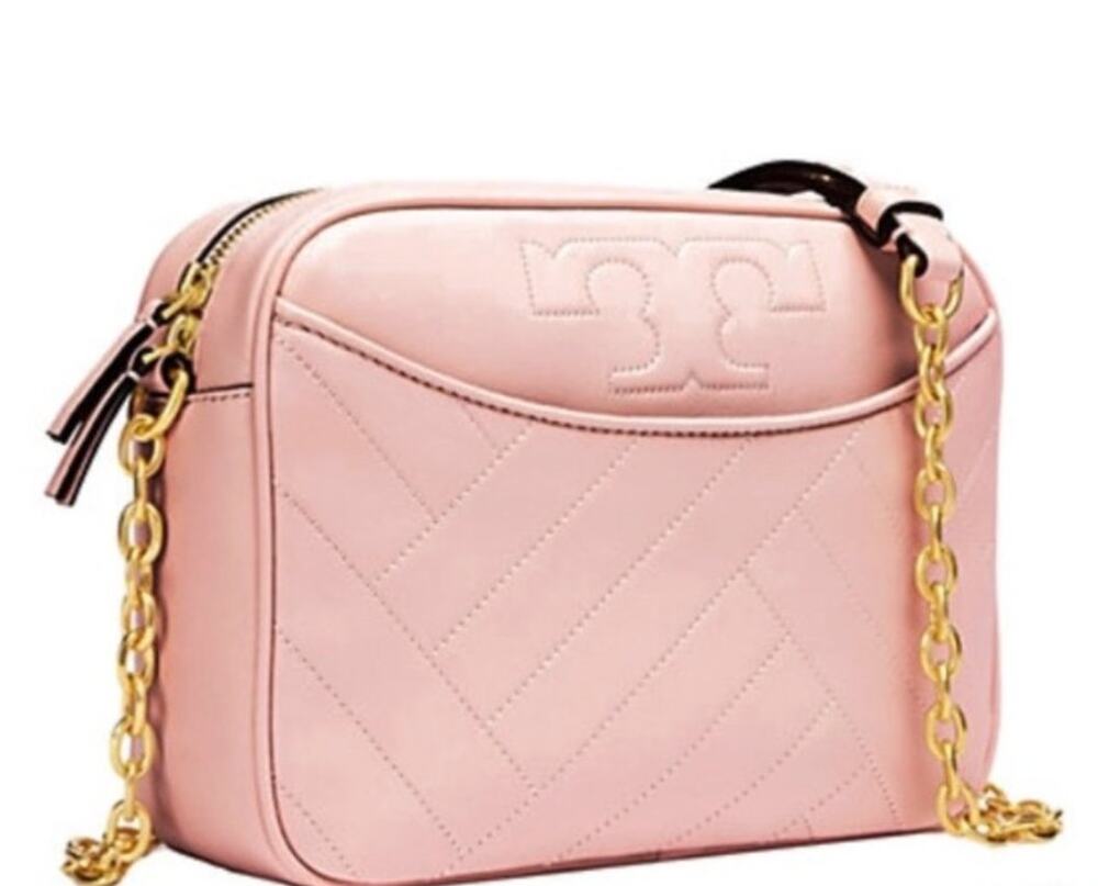 Tory Burch Alexa Camera Bag in Dark Pink Quartz and Gold Excellent